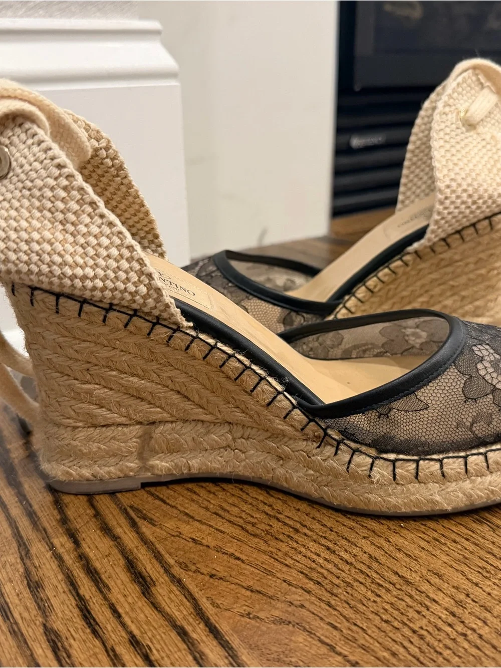 Valentino jute black espadrille